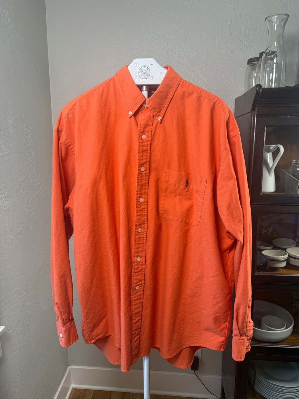 Ralph Lauren Big Shirt Button-Down Oxford Shirt Orange 100% Cotton Size XL
